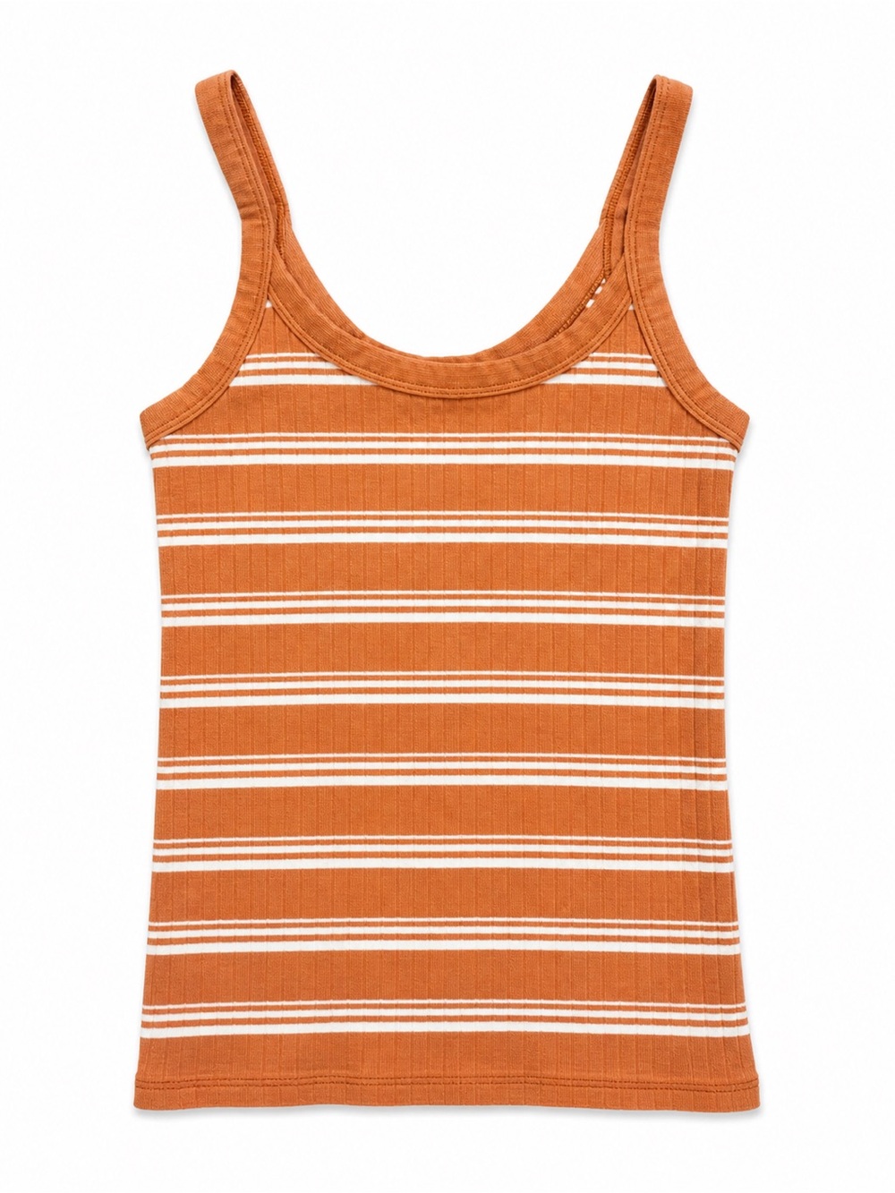 Aerie Ribbed Striped Tank Top Orange White Scoop Neck Cami